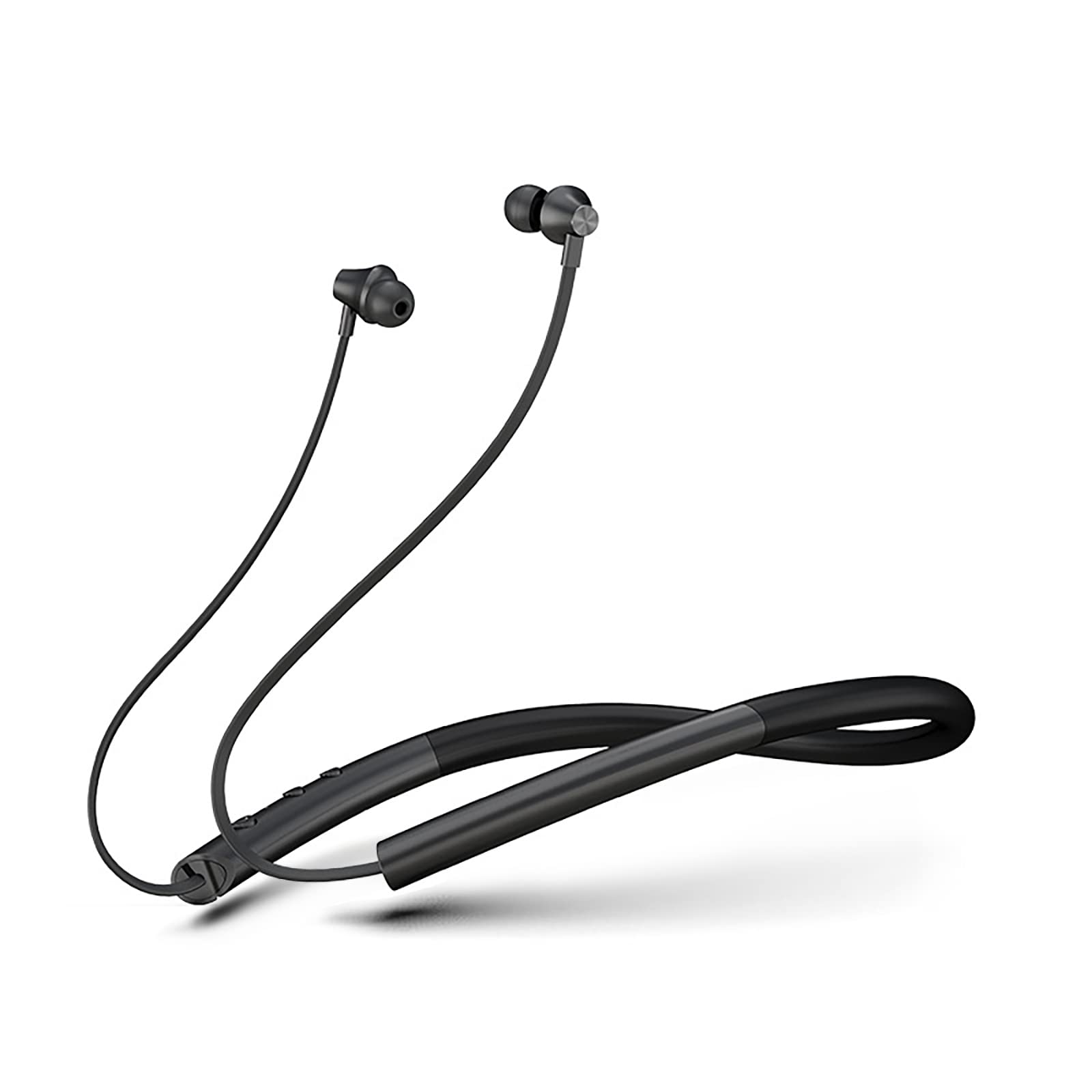 ESSONIO Wireless Bluetooth Neckband Headphones with Noise Cancelling & Built-in Mic - Magnetic In-Ear Earbuds (Black) for Gym, Running, Commuting & Workouts
