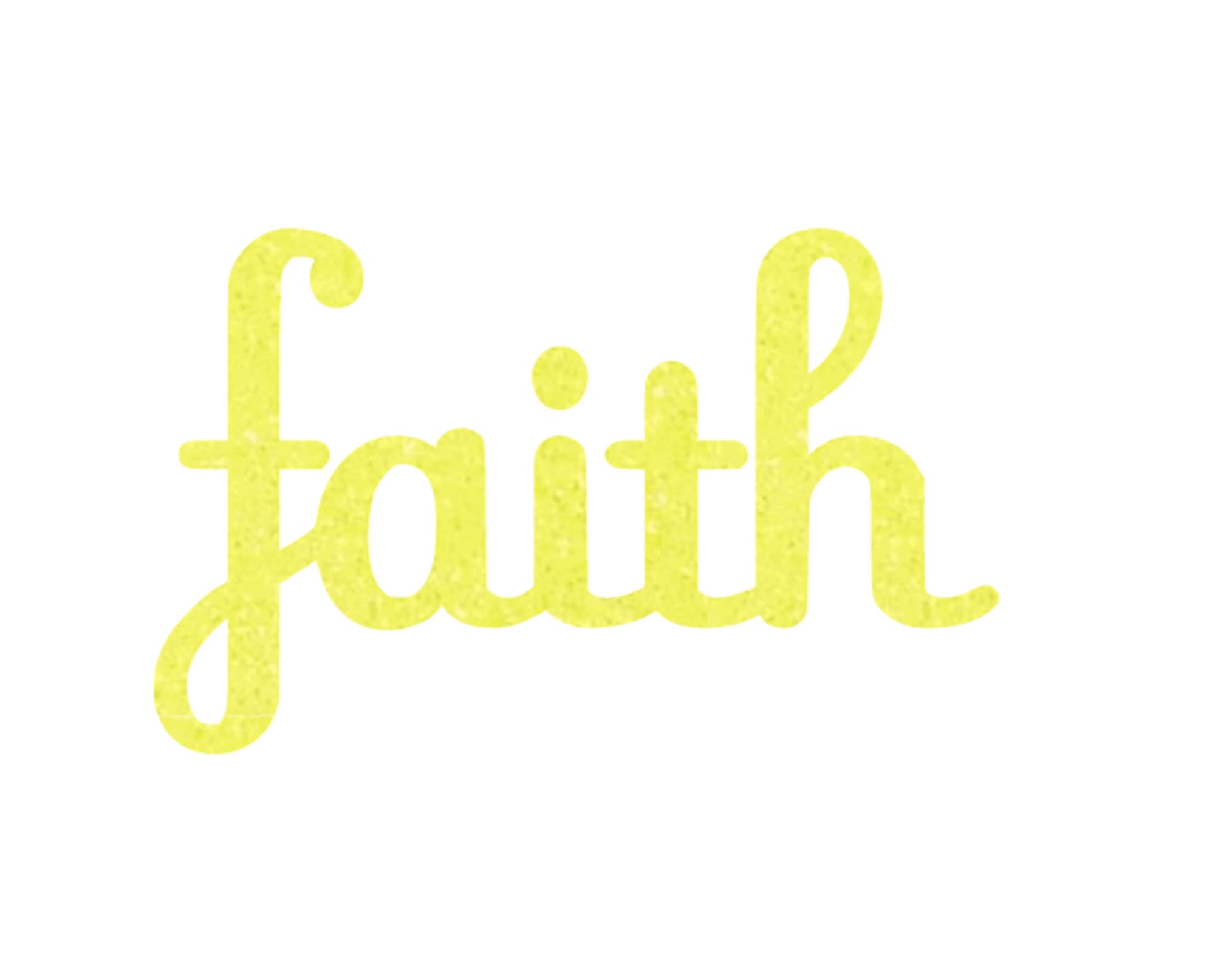 Faith Iron On Decal - Positive Statement T-Shirt Transfer Vinyl Patch | Christian HTV Graphic Design | Custom Color & Size | Neon Yellow Glitter | Perfect for DIY T-Shirts, Bags & Home Decor Projects