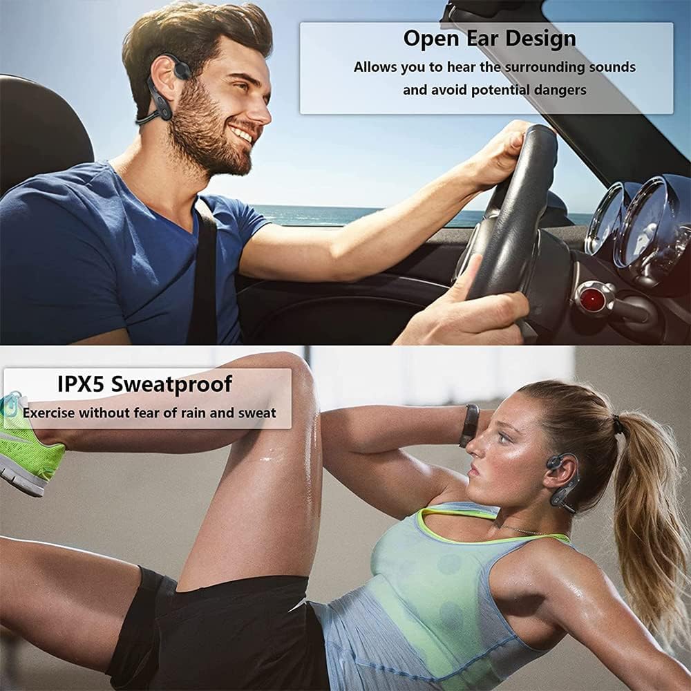 LYME Bone Conduction Headphones - Bluetooth 5.3 Open-Ear Wireless Headset with Mic, IPX5 Waterproof & Sweatproof, Lightweight Sport Earphones for Running, Cycling, Driving & Workouts | Perfect for Outdoor Activities, Gym Training & Commuting