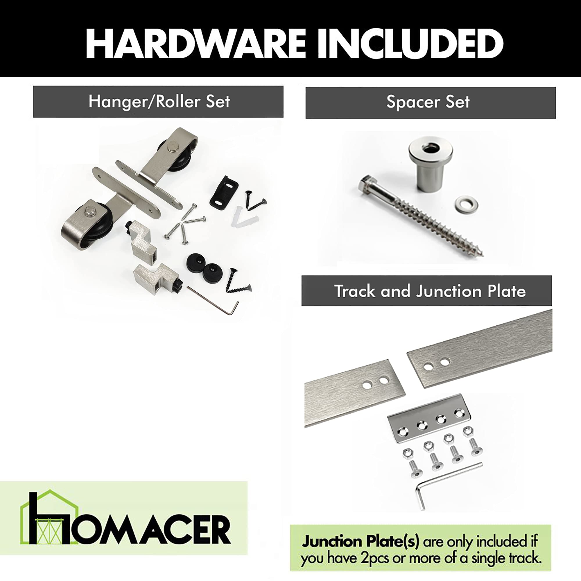 Homacer Mini Brushed Nickel Sliding Barn Door Hardware Kit - 90