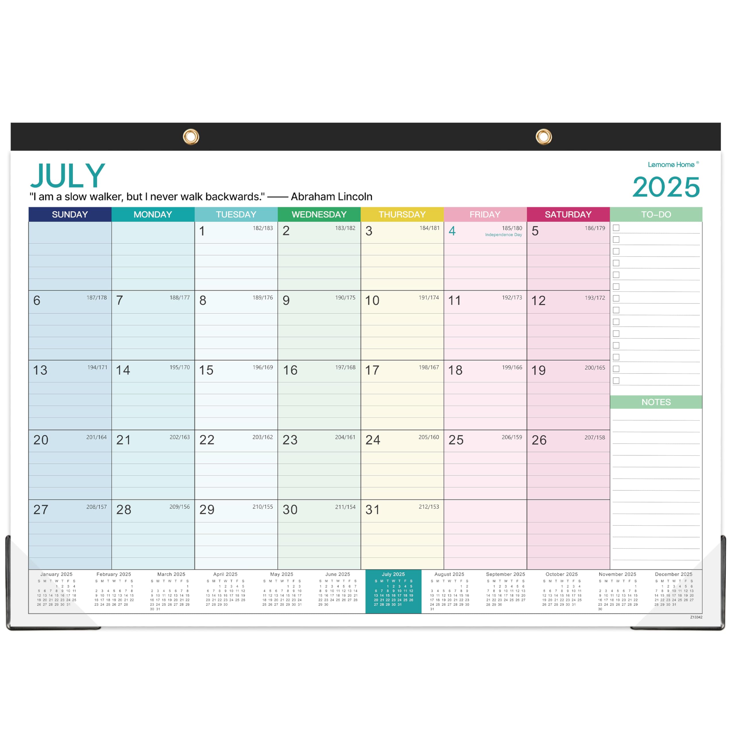 2025-2026 Monthly Desk Calendar with Large Ruled Blocks | 18-Month Planner (July 2025 - December 2026) | 16.8
