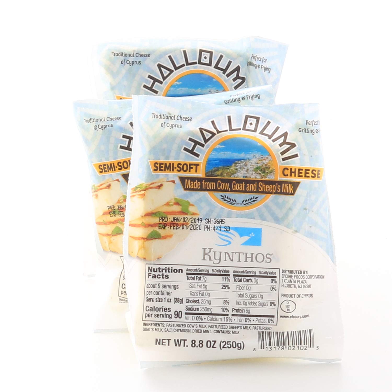 Halloumi Cheese 3 Pack - Grilling & Frying Cheese - Perfect for BBQ, Salads & Mediterranean Recipes