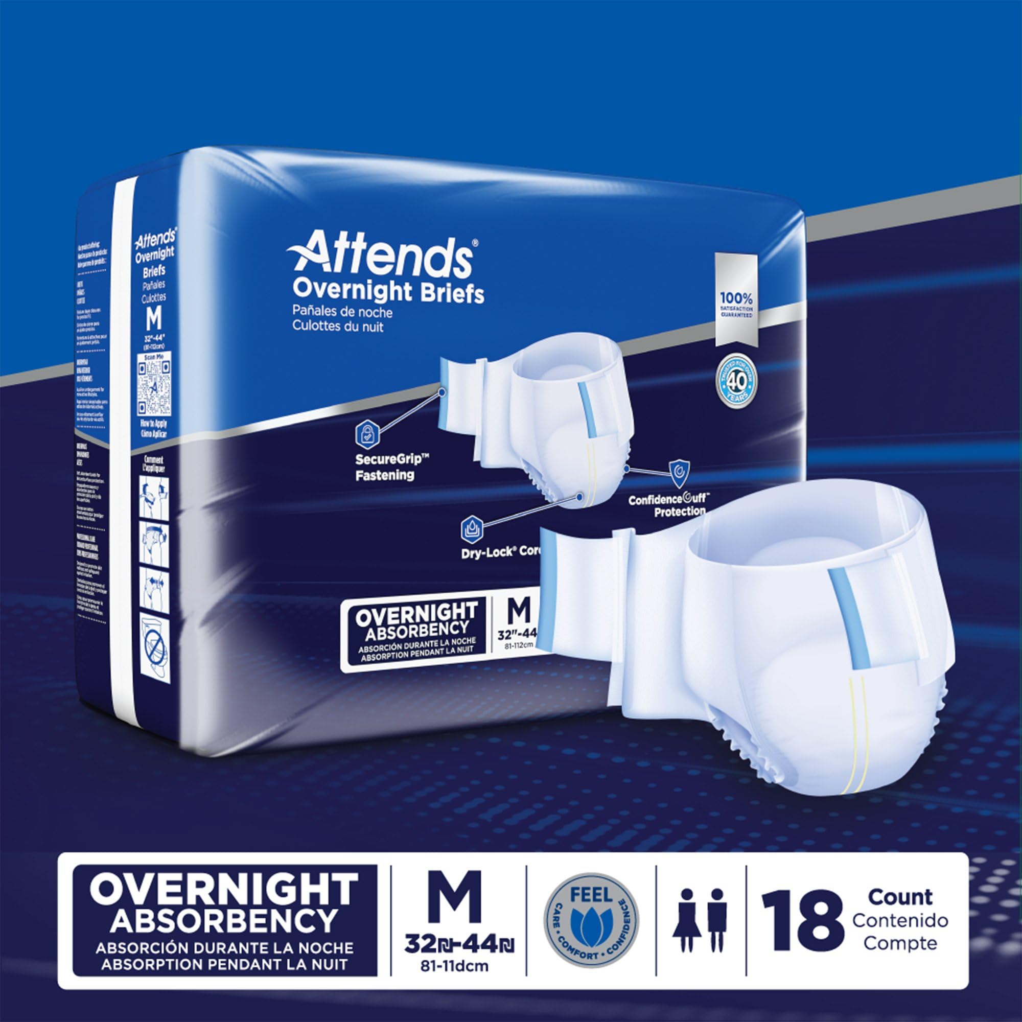 Attends Overnight Disposable Briefs for Adults - Medium (32