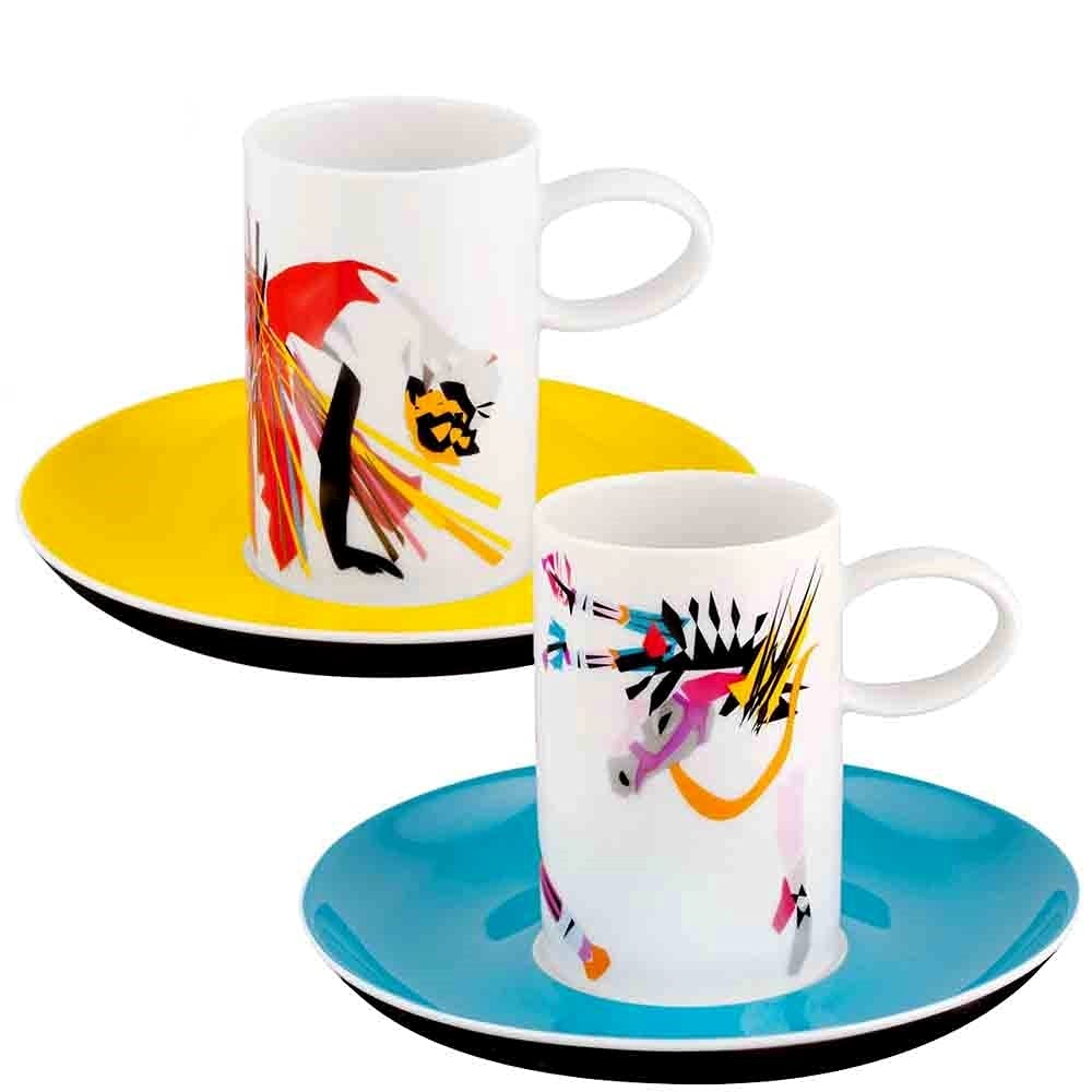 Vista Alegre Alma Do Porto Coffee Cup and Saucer Set - 4 Piece Porcelain Tea Cup Set with Gift Box - Perfect for Home, Cafe, and Gifts