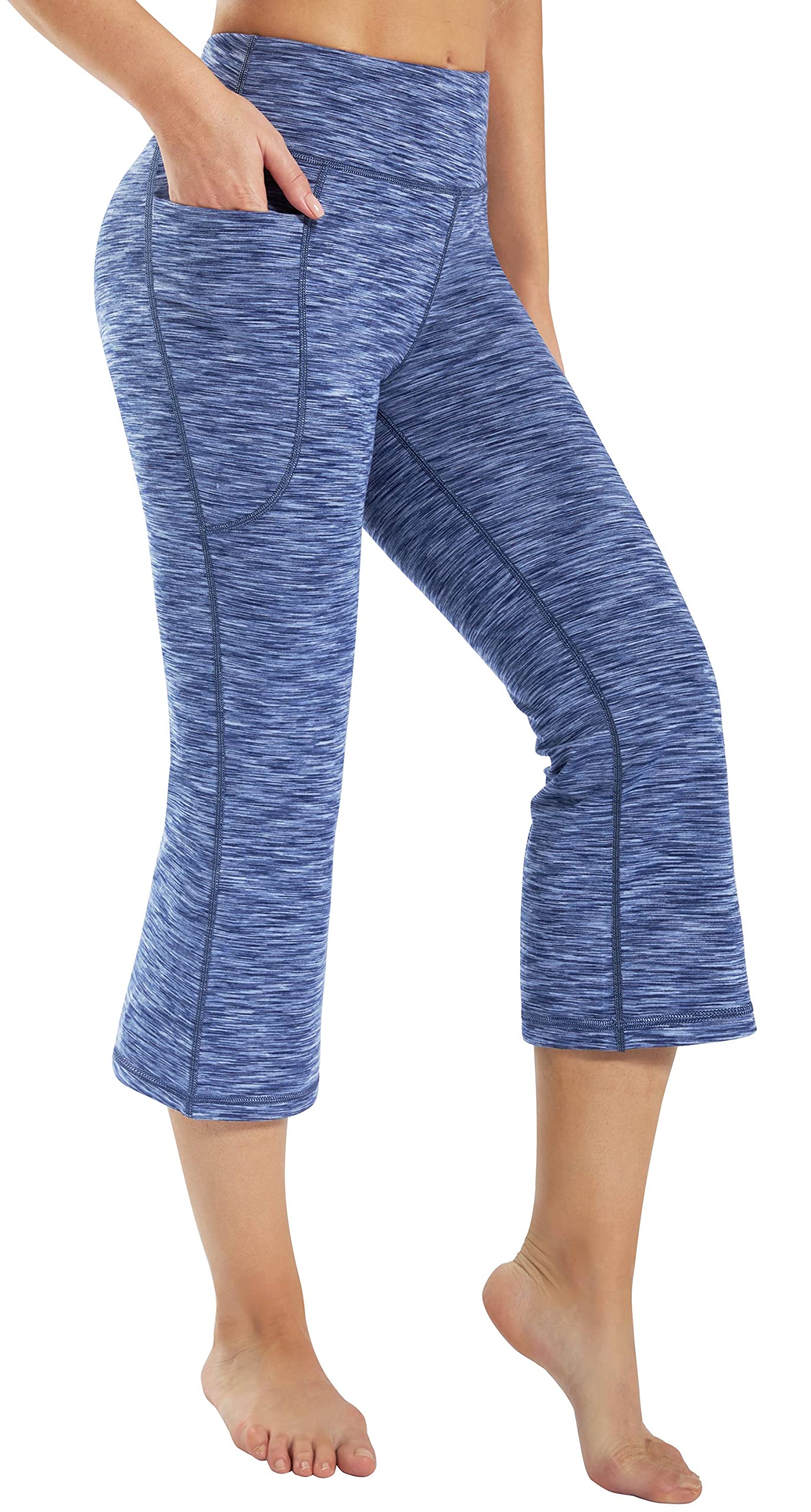 Healthyoga Women's Bootcut Yoga Pants with Pockets - High Waisted Workout & Lounge Pants, Bootleg Office Dress Pants for Yoga, Gym, Running & Everyday Wear