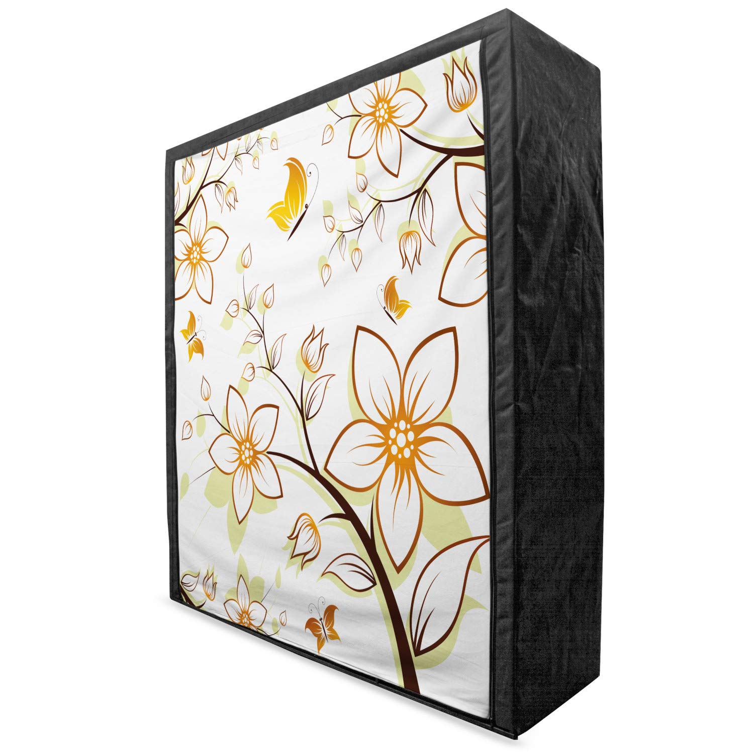 Ambesonne Autumn Portable Fabric Wardrobe - Fall Floral Butterfly Design Clothing Organizer with Shelves, 59