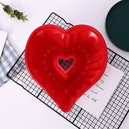 8 Inch Silicone Heart Cake Pan - 2 Pack Nonstick Love Heart Shaped Bundt Cake Mold for Valentine’s Day, Jelly, Pudding & Chocolate Baking - Perfect for Romantic Desserts, Birthday Cakes & Party Treats