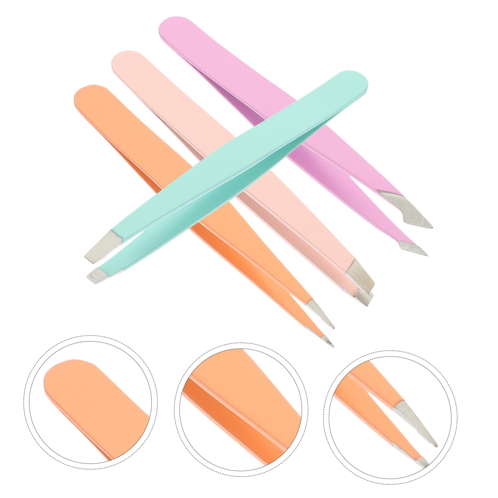 4-Piece Stainless Steel Eyebrow Tweezers Set - Professional Precision Hair Removal & Lash Tweezers for Eyebrow Shaping, Facial Hair, and Makeup Application - Perfect for Home, Salon, and Travel Use
