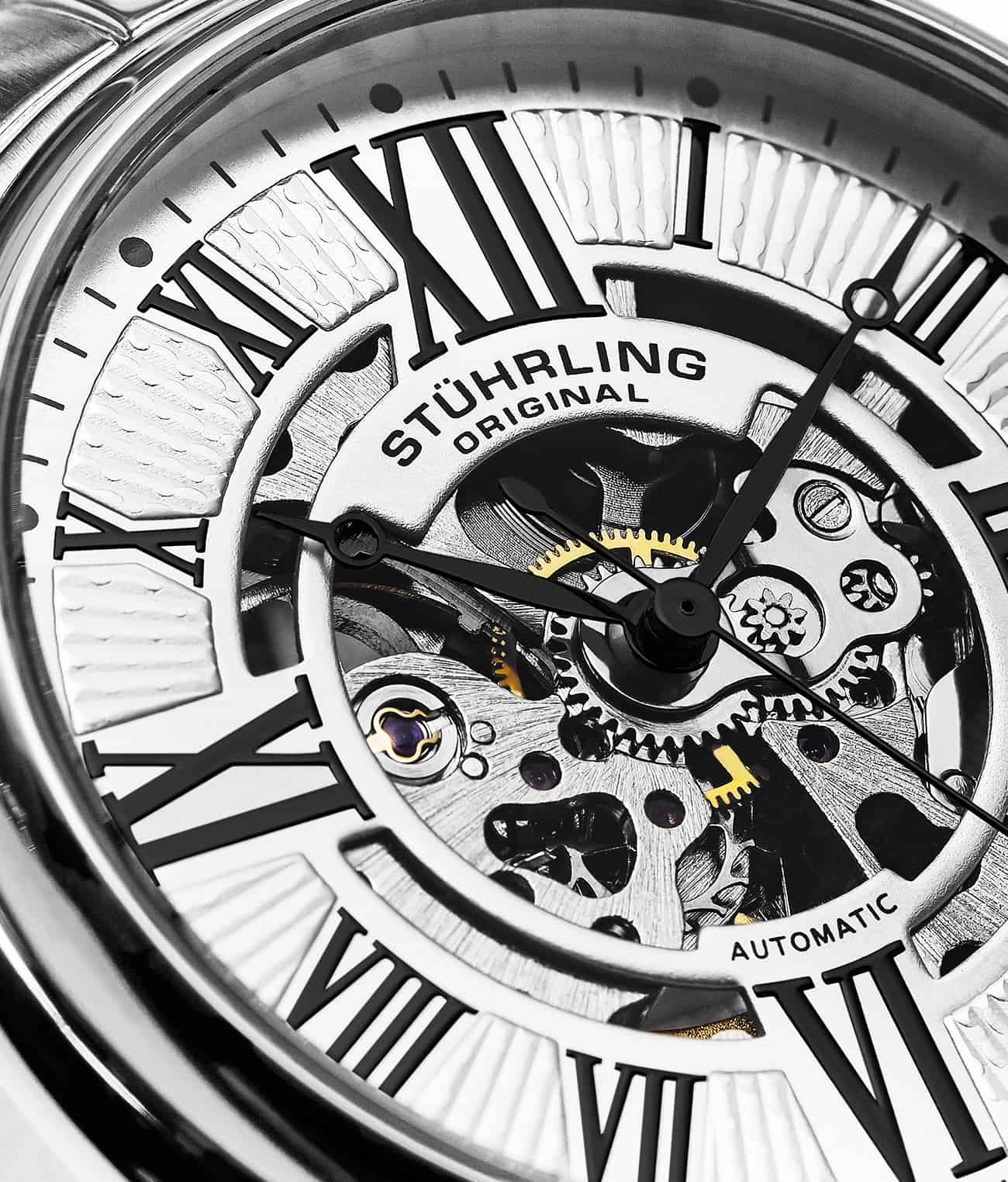 Atrium 4031 Automatic 42mm Skeleton Watch for Men - Luxury Stainless Steel Mechanical Timepiece - Perfect for Business, Formal Events & Everyday Wear
