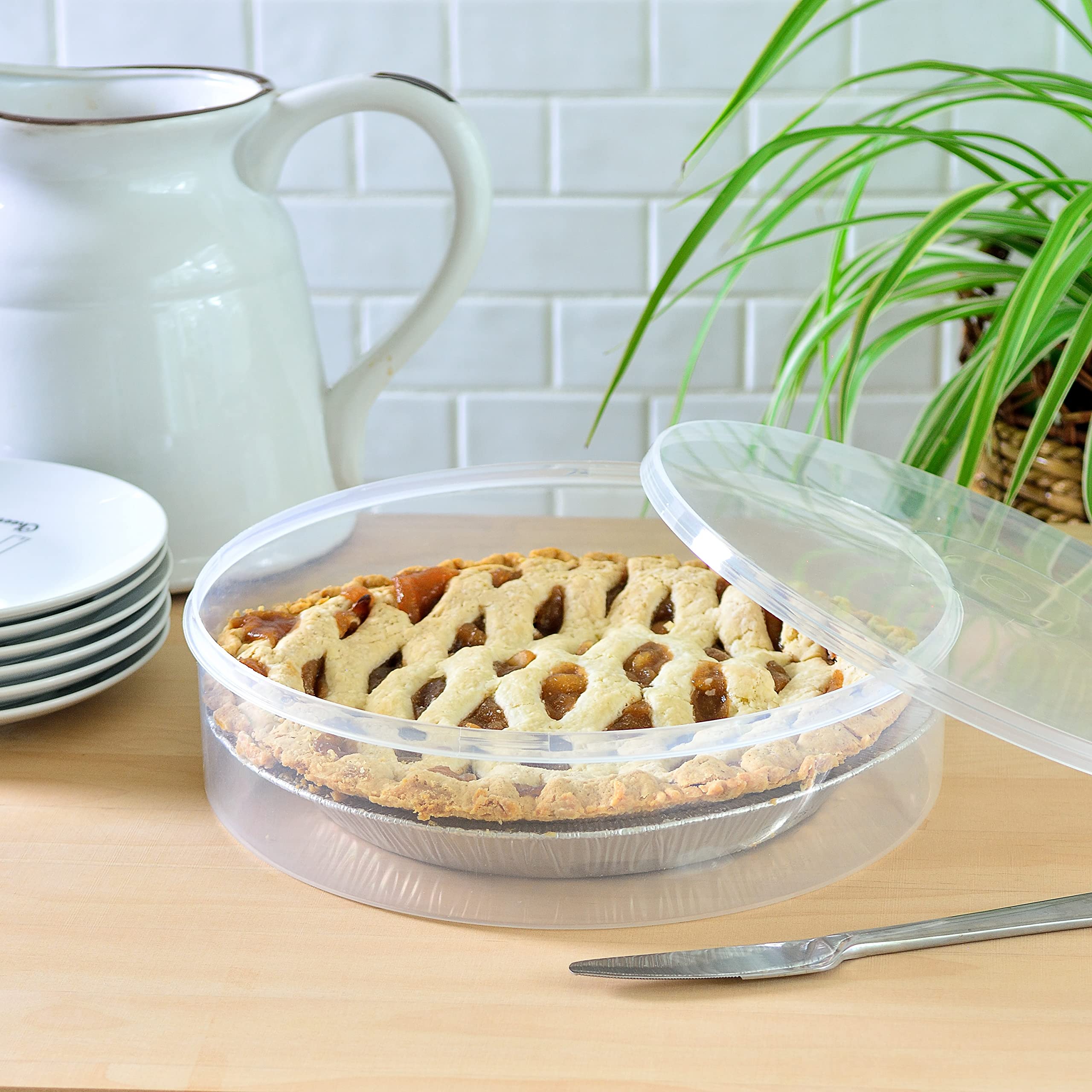 Youngever 11 Inch Clear Plastic Pie Container with Lid - Fresh Pie Keeper, Cupcake Carrier, Round Food Storage for Cheesecakes, Cookies & Desserts | Perfect for Baking, Parties & Food Gifting