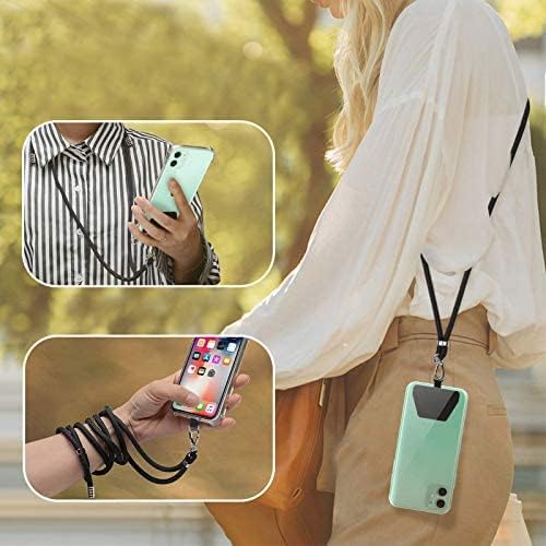 Takyu Adjustable Nylon Phone Lanyard - Universal Smartphone Neck Strap for iPhone, Samsung & Most Devices - Secure Hands-Free Use for Work, Travel & Outdoor Activities (Black)