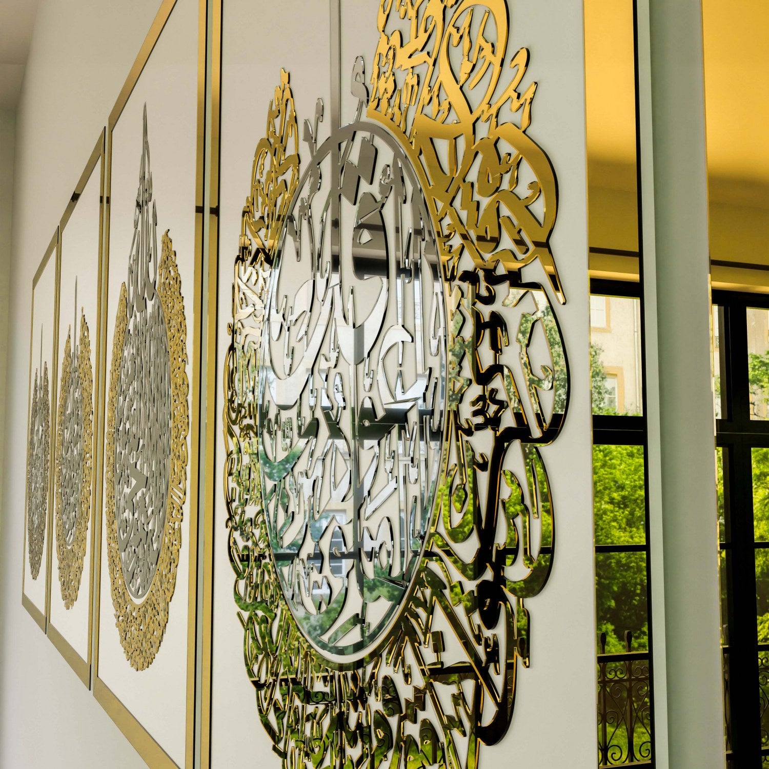 Elegant Ayatul Kursi & 4 Quls Islamic Wall Art Set - Handcrafted Wooden Home Decor for Living Room, Bedroom & Mosque - Spiritual Gift for Muslim Families
