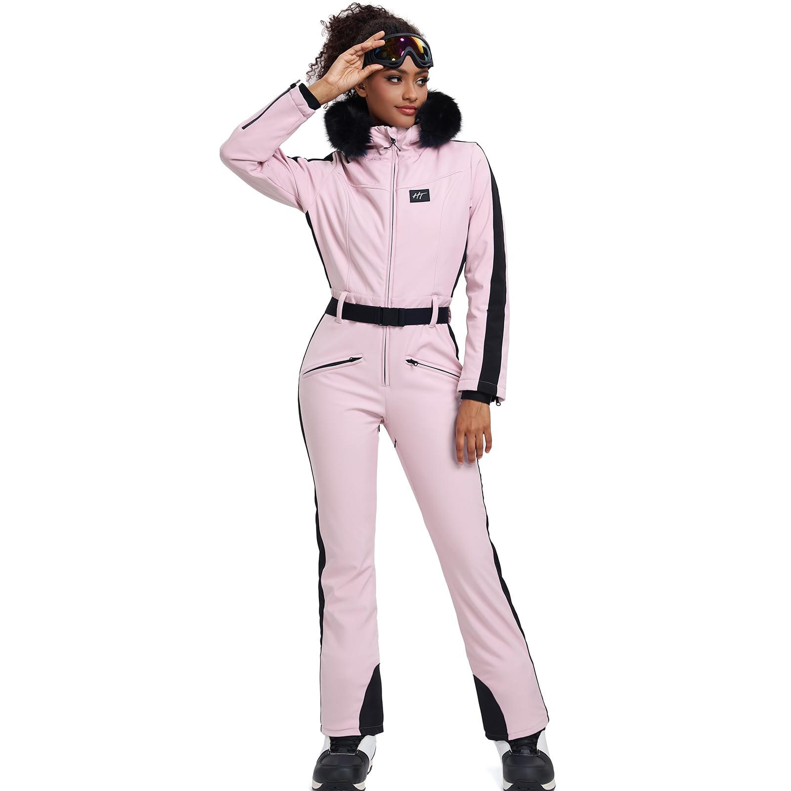 HOTIAN Women's Slim Fit Waterproof Ski Suit - One Piece Jumpsuit for Snowboarding & Winter Outdoor Activities | Warm & Comfortable for Skiing, Snow Sports & Cold Weather Adventures