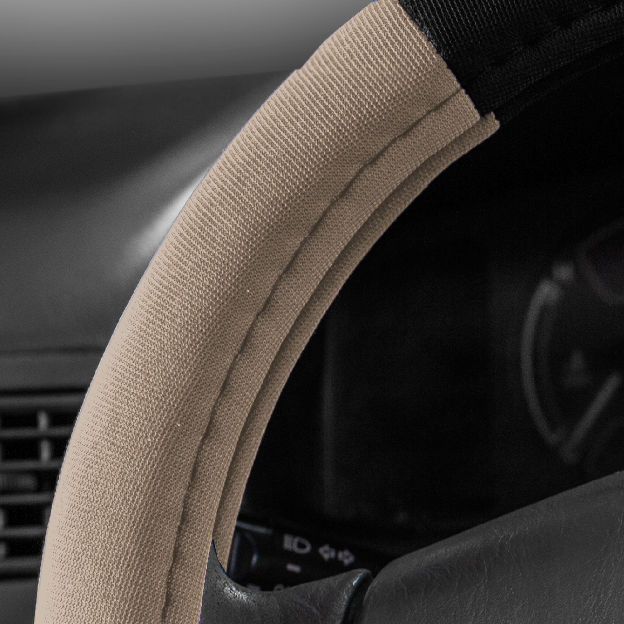 TLH Anti-Slip Steering Wheel Cover & Seat Belt Pads - Beige for Safe Driving