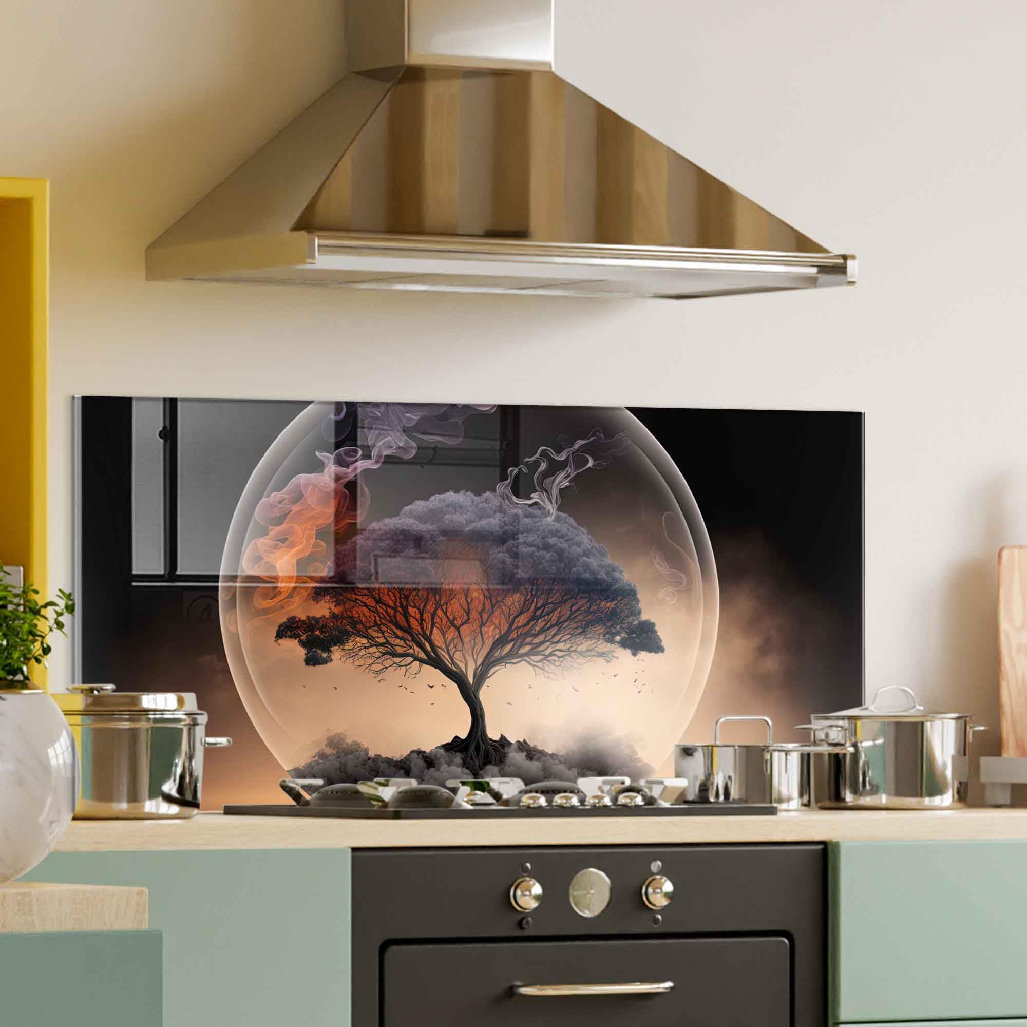 Tempered Glass Kitchen Backsplash - 30x14 Inch Heat-Resistant Stove Top Cover & Splash Guard, Durable Cutting Board & Wall Decor for Modern Home Kitchens | Perfect for Cooking, Food Prep & Stylish Interior Design