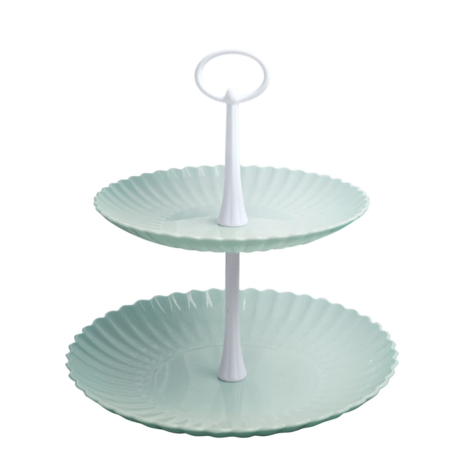Double Layer Ceramic Fruit Tray - Multifunctional Bird Feeder & Cake Stand - Elegant European Style Centerpiece for Dining Table, Kitchen, or Party Decor (Size D)