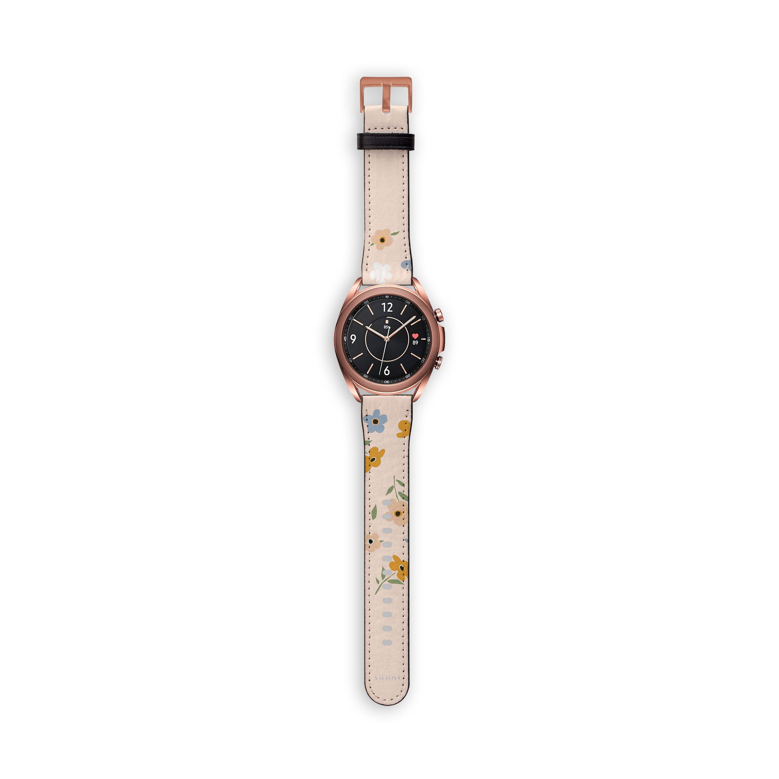 Pink Galaxy Watch Band for Women - Floral Design Silicone Strap Compatible with Samsung Galaxy Watch 4/5/6 - Perfect for Workouts, Running, and Everyday Fashion Accessory