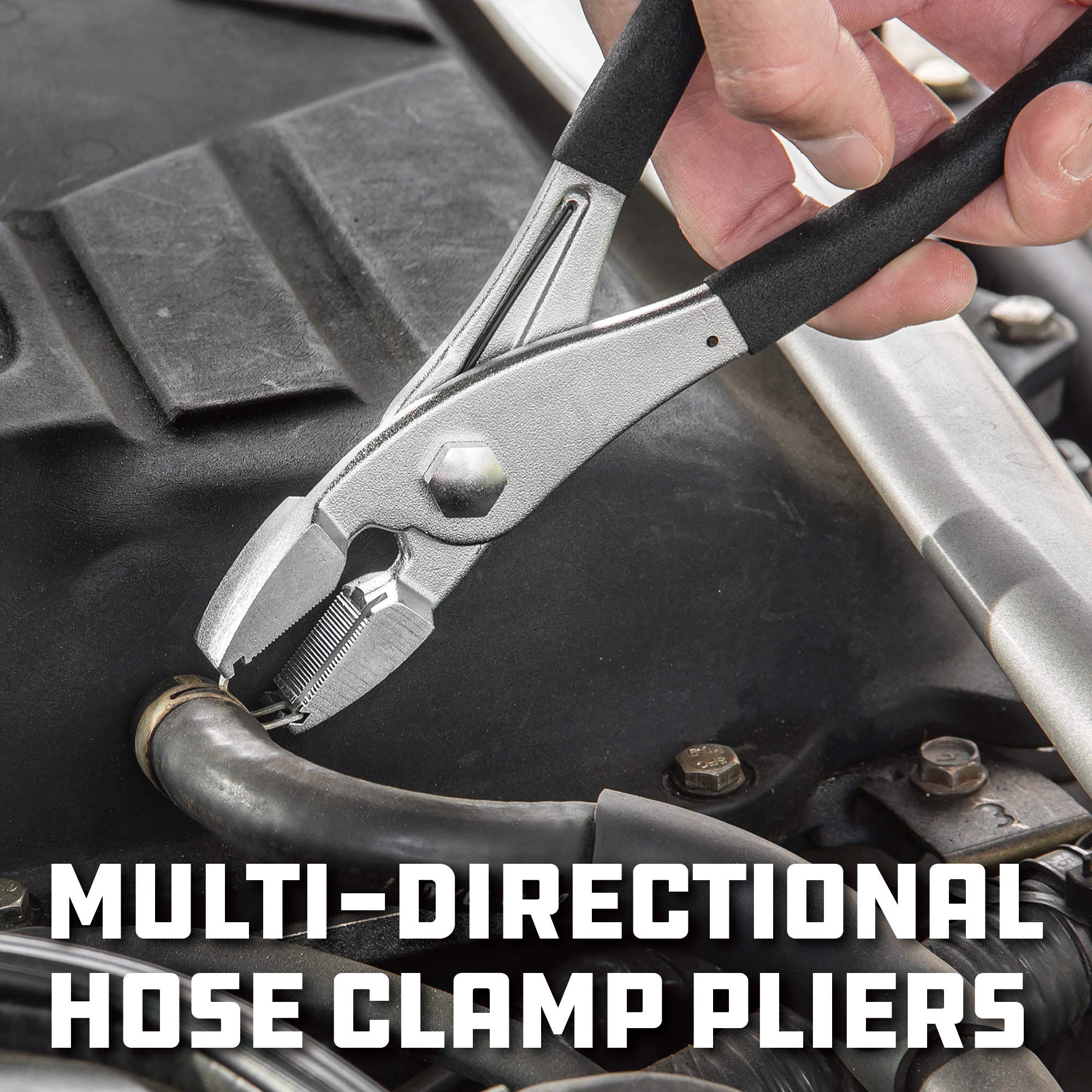 Powerbuilt Multi-Directional Hose Clamp Pliers - Professional Tool for Holding Clamps, Fuel Lines & Radiator Hoses with Gripping Jaws (Model 647868M) - Perfect for Automotive Repair, Plumbing & DIY Projects