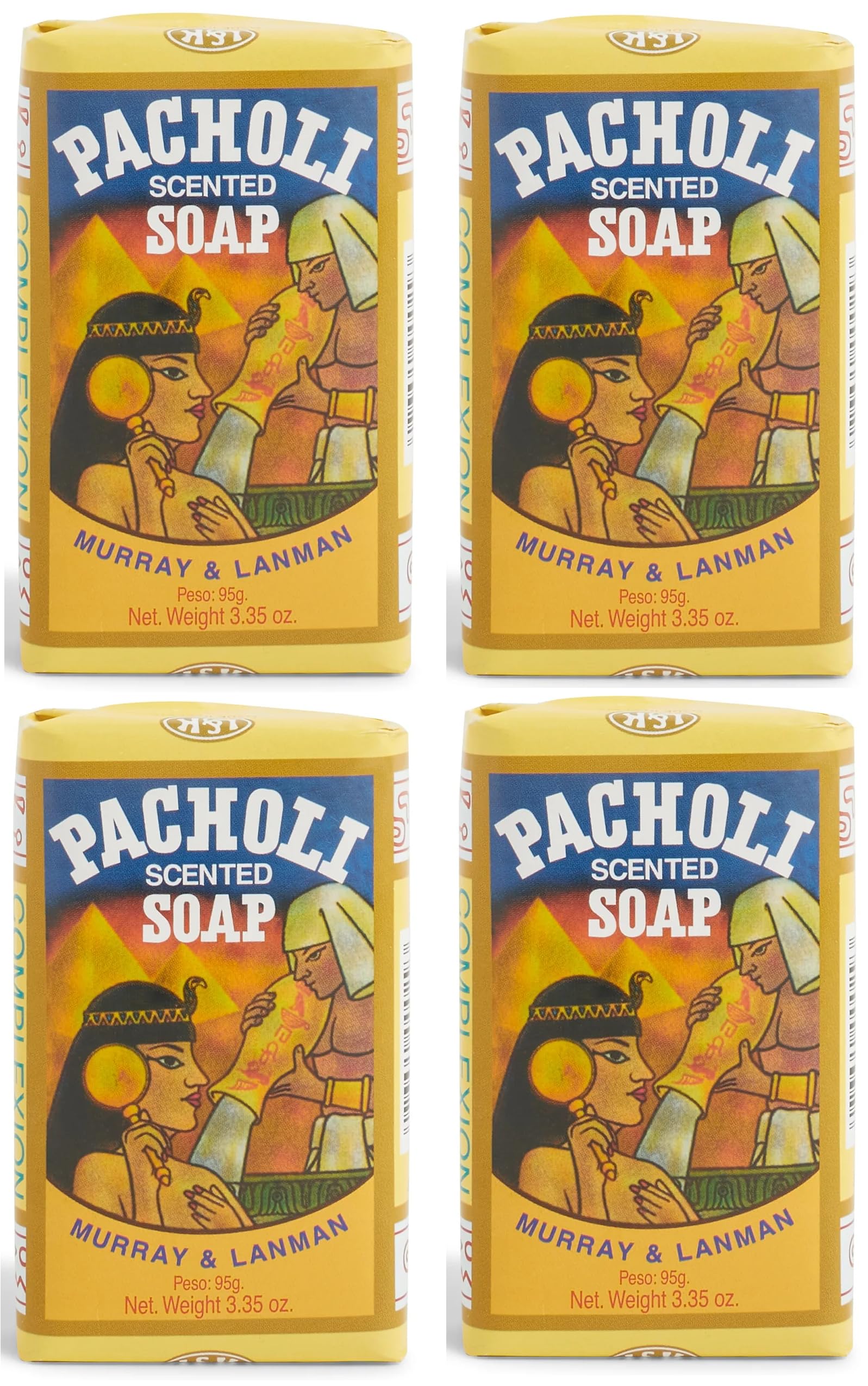 Murray & Lanman Patchouli Soap Bar - 3.35 Oz (Pack of 4) | Natural Fragrance, Moisturizing & Cleansing | Perfect for Spa, Bath & Aromatherapy at Home