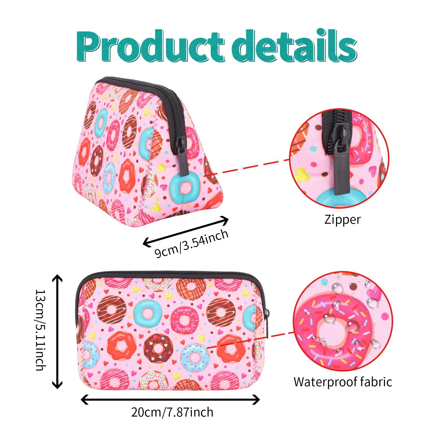 Waterproof Neoprene Cosmetic Bag with Zipper - Travel Toiletry & Makeup Organizer Pouch for Women and Girls - Perfect for Gym, Beach, Vacation and Daily Use