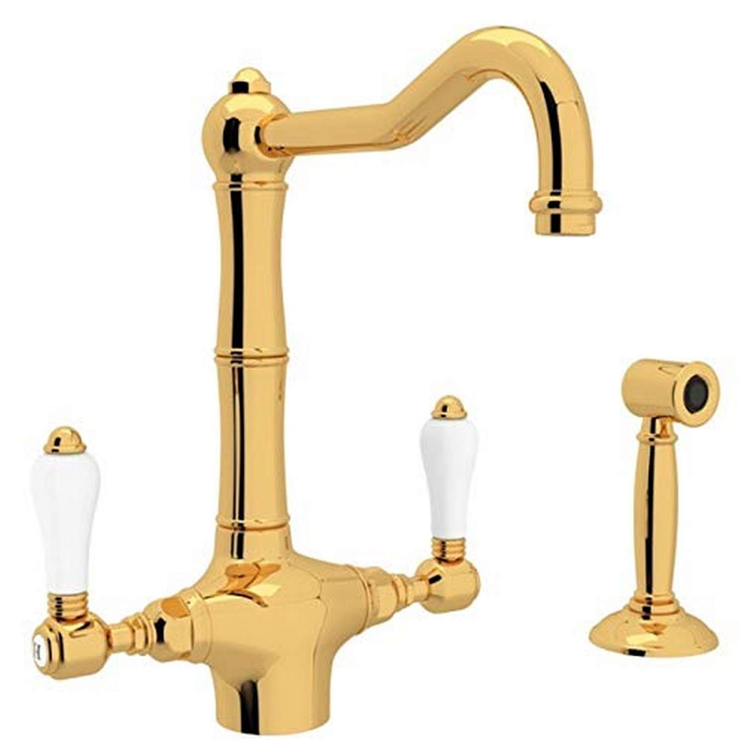 ROHL A1679LPWSIB-2 Italian Brass Kitchen Faucet - Modern Pull-Down Sprayer for Sink, Perfect for Home Kitchen Renovation & Daily Cooking