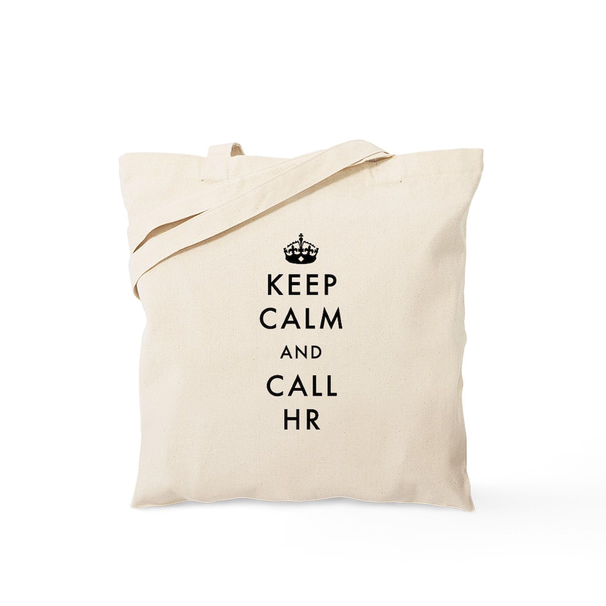 Keep Calm And Call HR Tote Bag - Natural Canvas Reusable Shopping Bag for Work, Office & Groceries | Eco-Friendly Cotton Tote with HR Humor