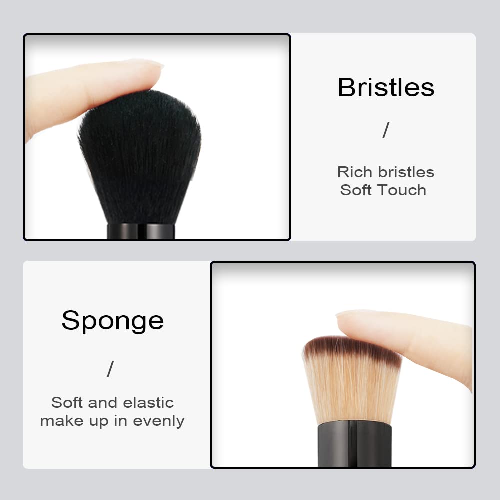 4-in-1 Double Ended Makeup Brush Set - Portable Travel & Detachable for Foundation, Powder, Concealer - Professional Cosmetic Tools for Women