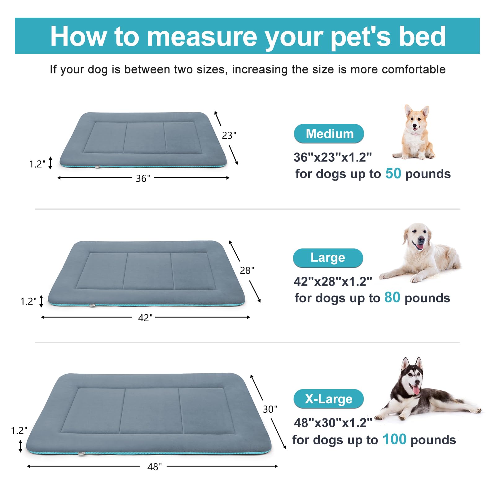 **Magic Dog Plush Bed for Medium & Large Dogs - Soft Washable Crate Pad, 36