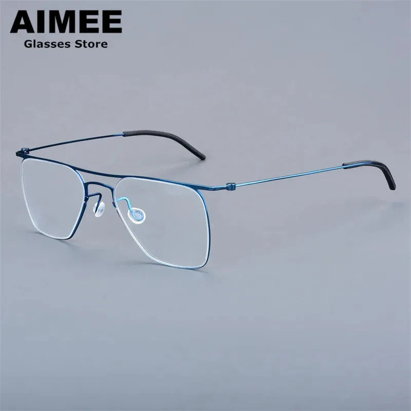 Aimee Women's Full Rim Square Double Bridge Titanium Eyeglasses Frame 55802 - Lightweight & Durable for Work, Reading & Fashion Accessories