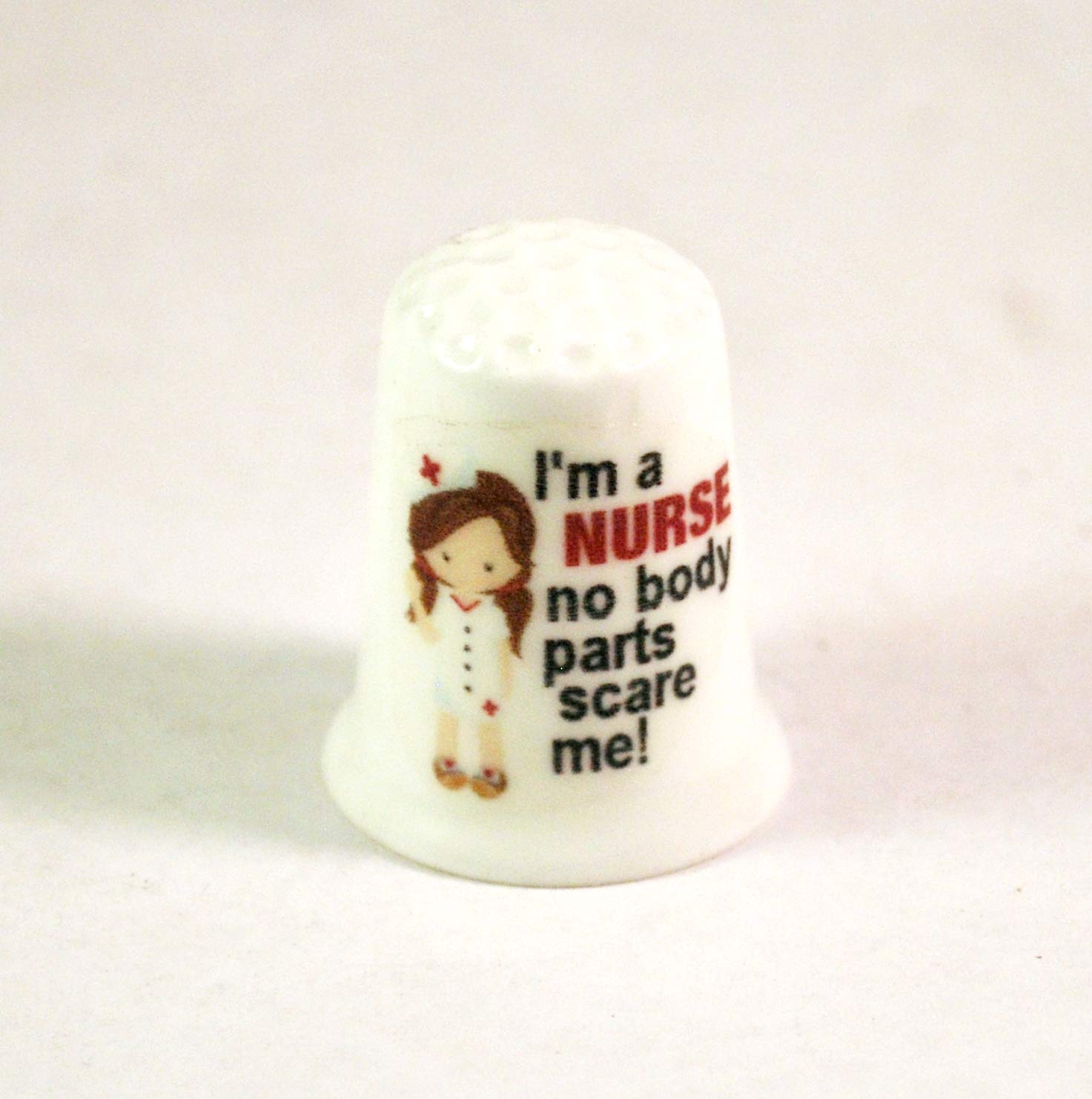 Nurse No Body Parts Scare Me Collectible Thimble - Unique Medical Humor Gift for Nurses, Doctors & Healthcare Workers - Perfect for Nursing Graduation, White Coat Ceremony & Hospital Decor