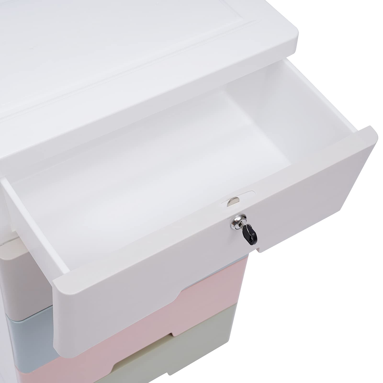 5-Drawer Stackable Plastic Storage Dresser with Wheels - 17.72 x 11.81 x 33.07 Inch Vertical Organizer Cabinet for Kids Clothes, Baby Nursery & Bedroom Furniture - Perfect for Small Space Organization & Toy Storage
