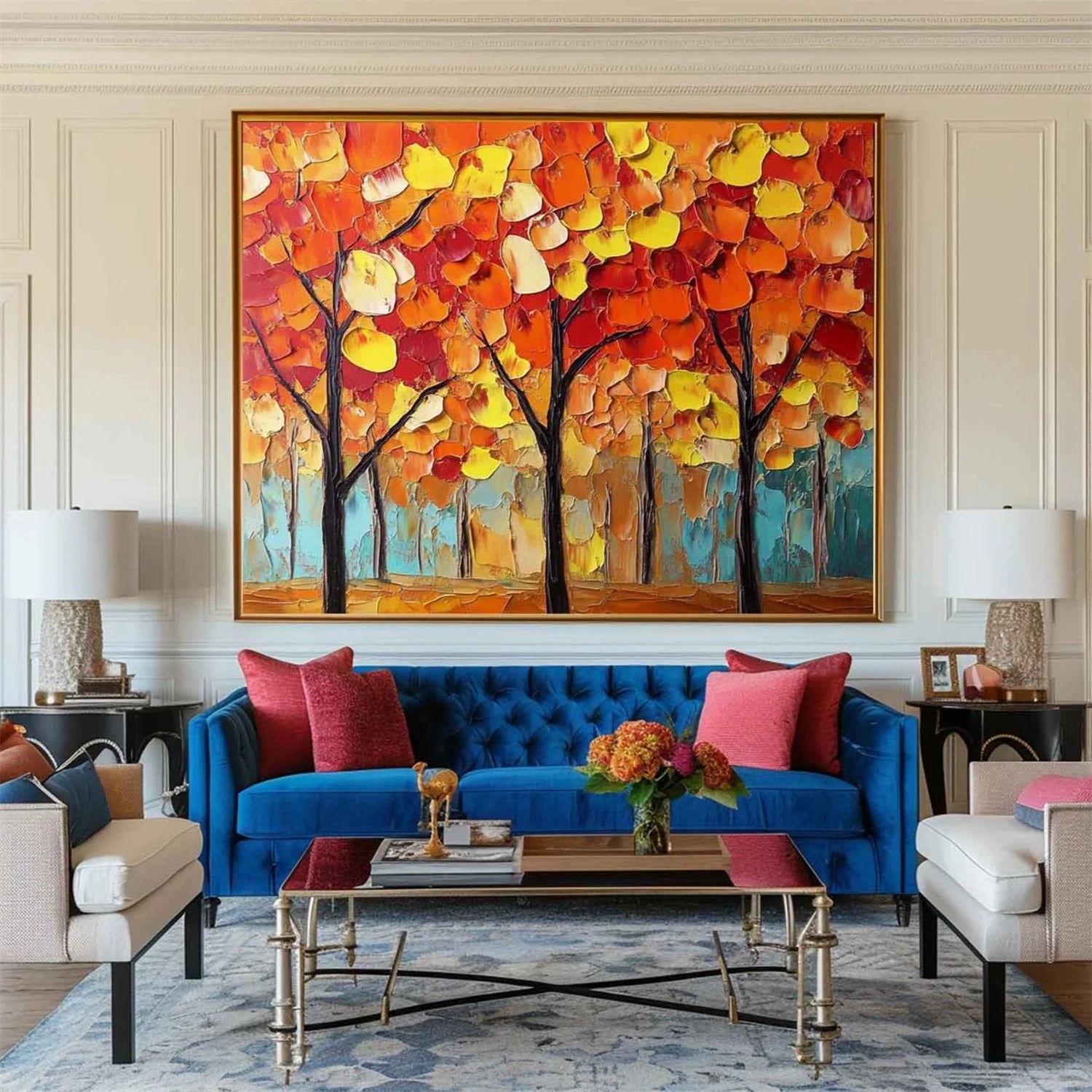Beautiful Flower and Tree Canvas Painting #FT155 - Perfect for Home Decor, Living Room, Bedroom & Office Wall Art