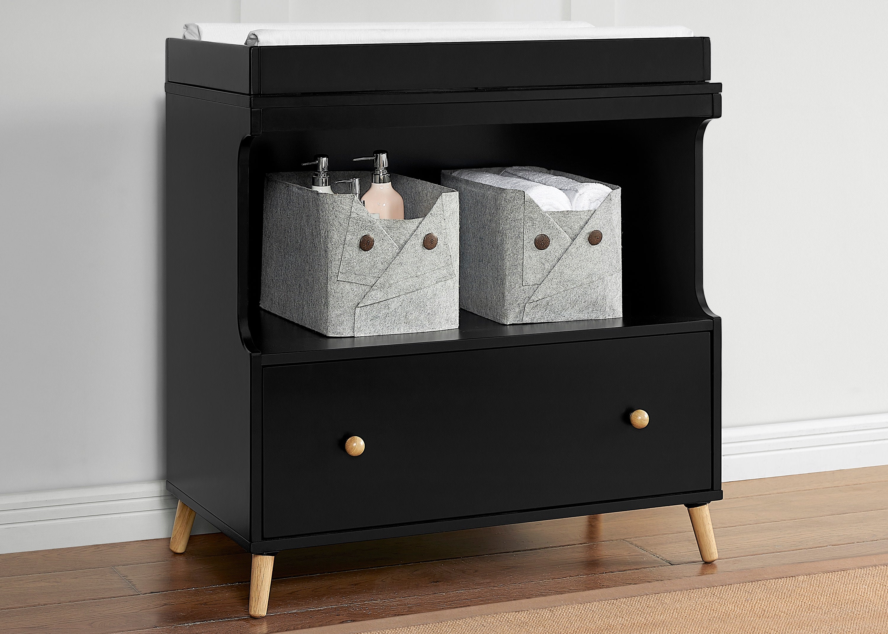 Essex Convertible Baby Changing Table with Storage Drawer - Nursery Dresser & Changing Station for Newborns & Toddlers