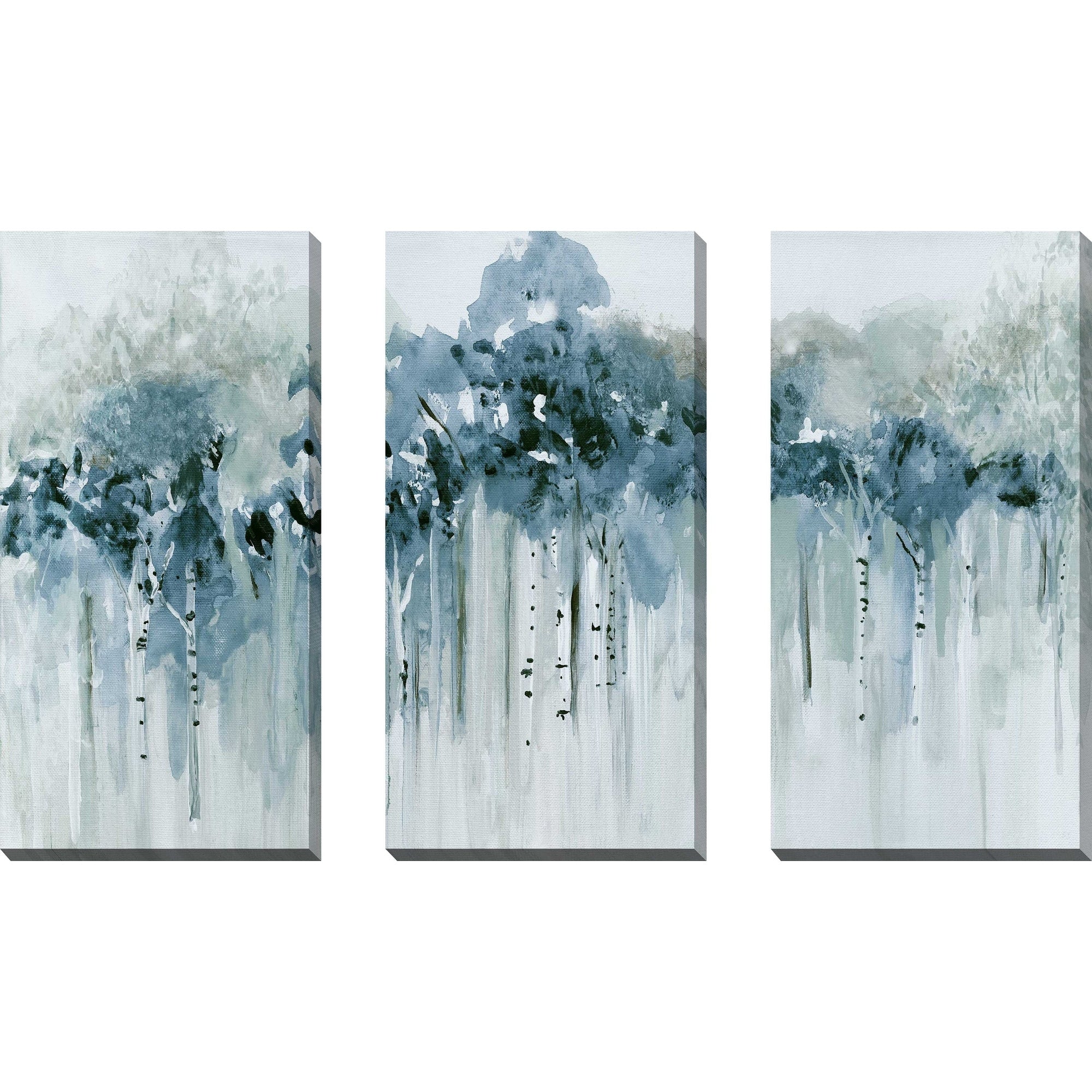 Blue Birch Morning by Susan Jill - 3 Piece Canvas Wall Art Set for Living Room, Bedroom & Office Decor