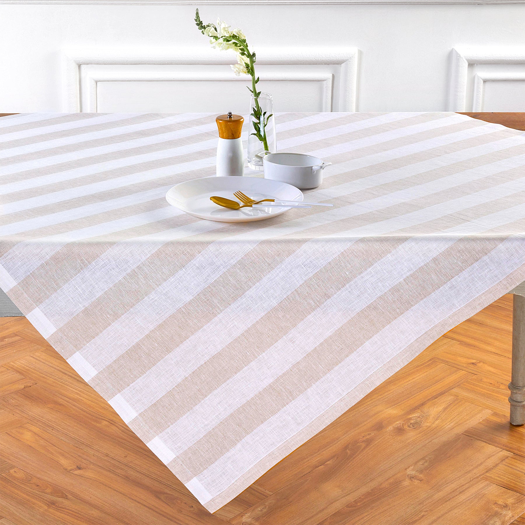 Cabana Stripe Table Throw - Waterproof Outdoor Picnic Blanket for Beach, Poolside & Patio - Decorative Striped Table Cover for Summer Parties & BBQs