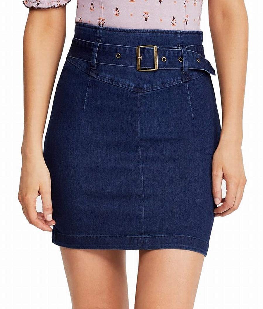 Free Women's Denim Pencil Skirt with Belt - High Waisted Stretch Slim Fit Midi Skirt for Work, Office, Date Night & Casual Outfits