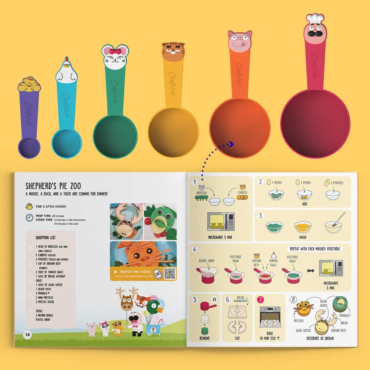 Chefclub Kids Measuring Cups Set - Fun & Educational Kitchen Tools for Baking & Cooking - Perfect for Kids Learning Measurements & Recipes