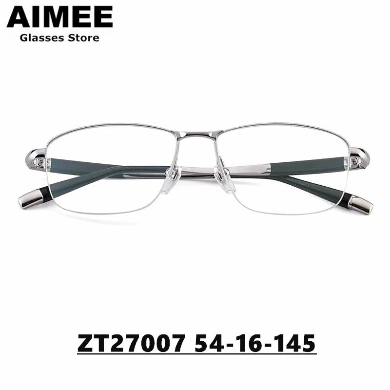 Aimee Unisex Semi-Rimless Square Titanium Eyeglasses Frame 27007 - Lightweight Durable Glasses for Work, Reading & Fashion