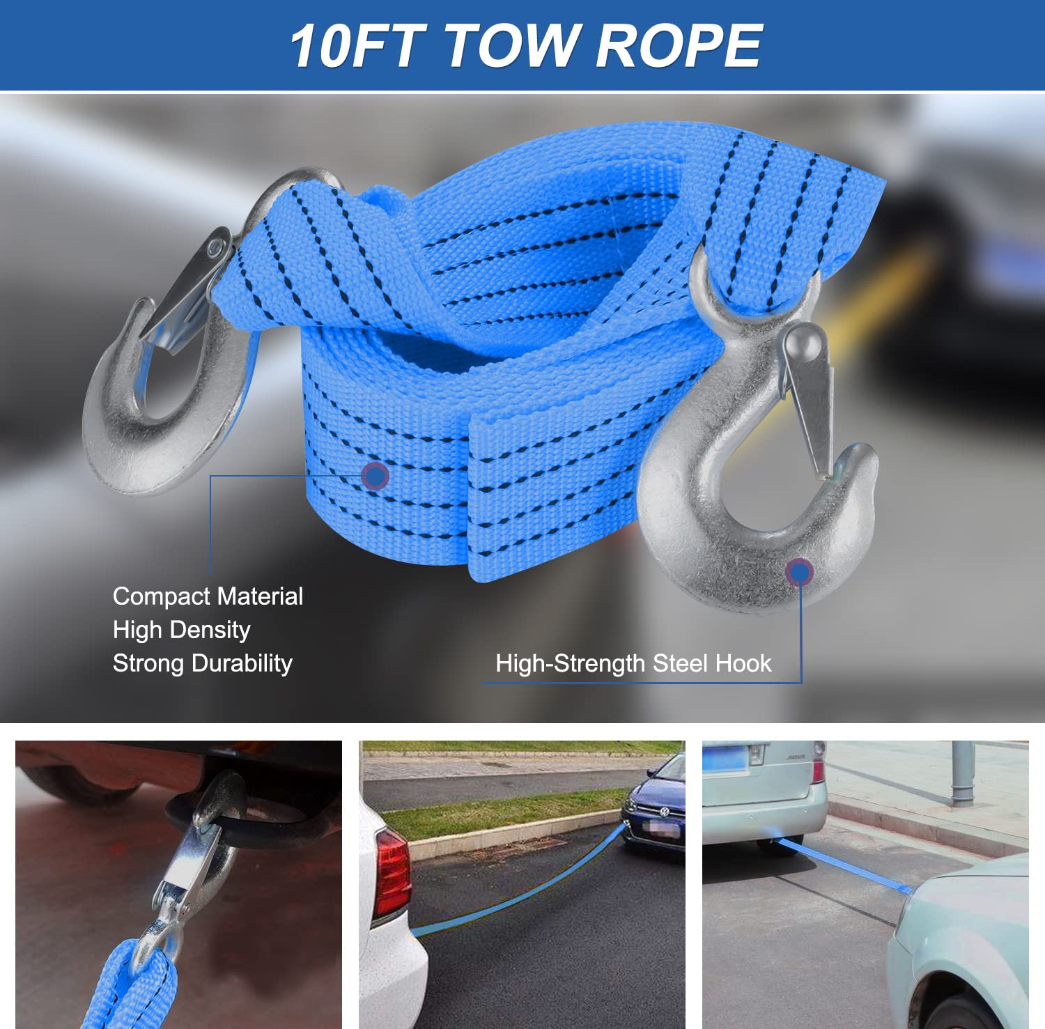 THINKWORK Car Emergency Kit for Men & Teens - 10FT Jumper Cables, First Aid Kit, Safety Hammer, Tow Rope - Essential Roadside Assistance Tools | Perfect Gift for Drivers & Car Enthusiasts | Ideal for Road Trips, Commuting & Vehicle Safety