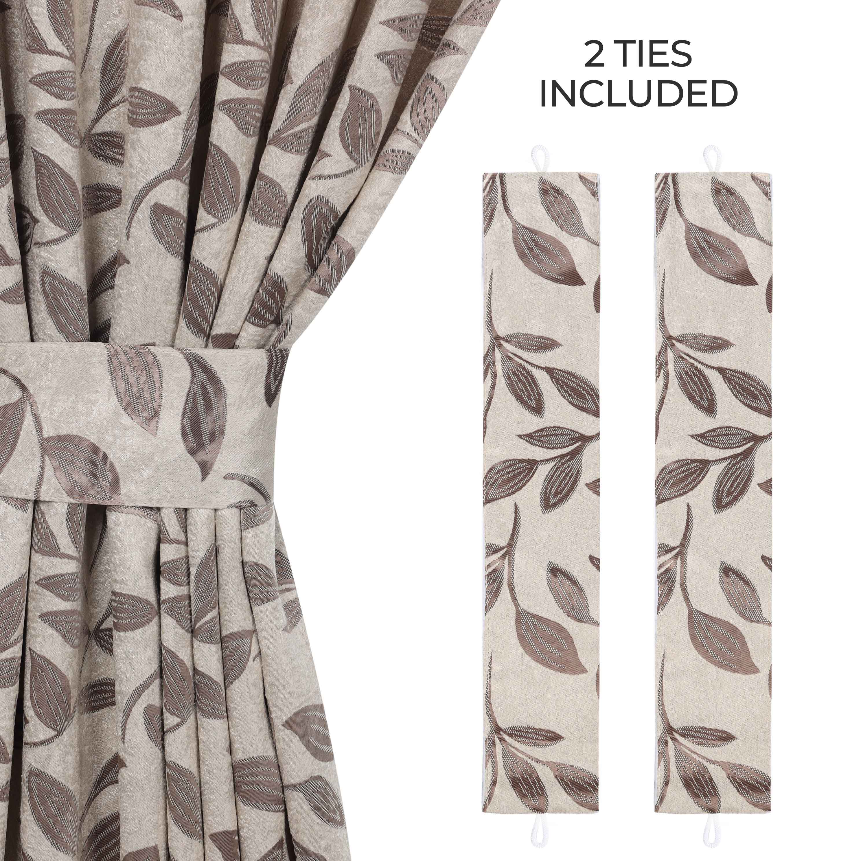 Blackout Curtains for Bedroom - Set of 2 Panels, 100% Room Darkening Thermal Insulated Drapes with Leaves Pattern - Perfect for Nursery, Home Theater & Light Sleepers