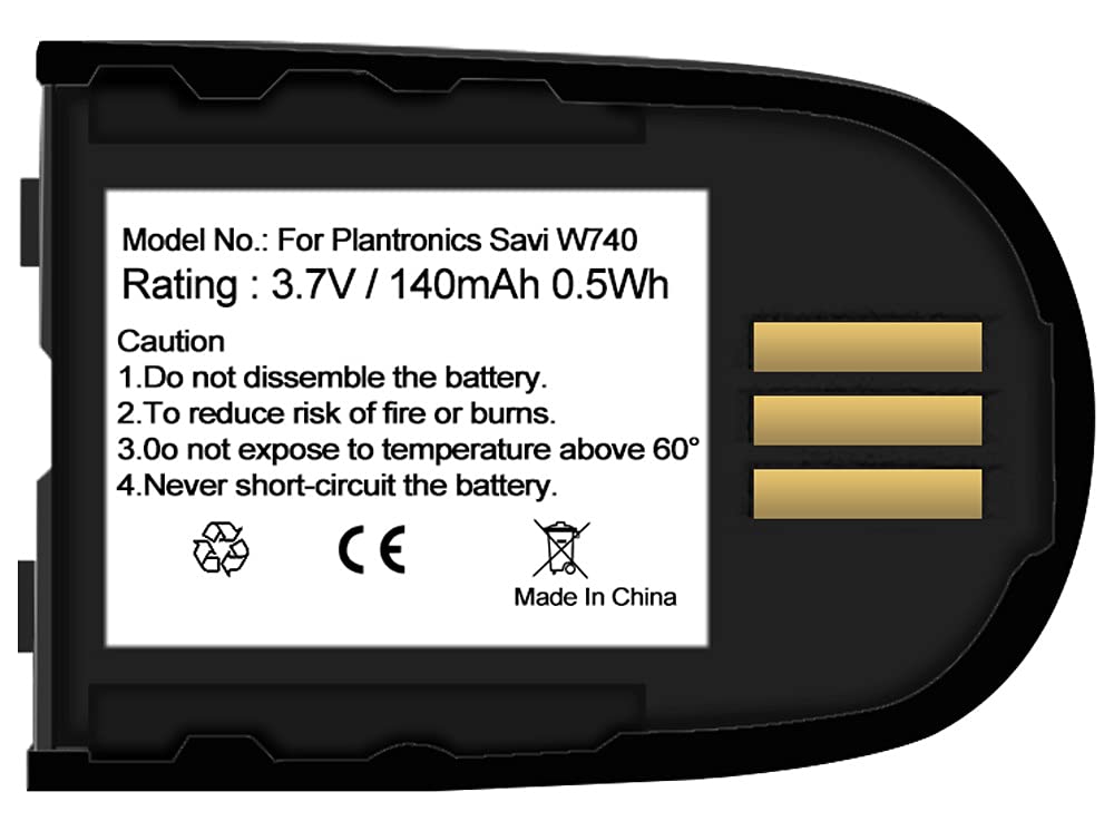 Plantronics Savi WH500 CS540-XD CS545-XD Replacement Battery W740 (WH500) - Compatible with 82742-01 & 84598-01 - Long-Lasting Power for Wireless Headsets - Perfect for Office, Call Center & Remote Work