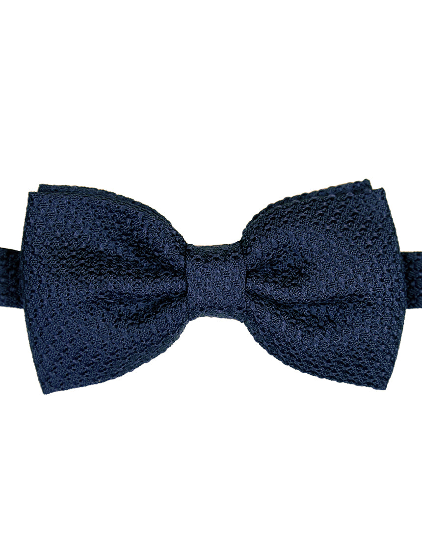 DÉCLIC Grenadine Navy Blue Bow Tie for Men - Classic Silk Necktie for Weddings, Parties & Formal Events