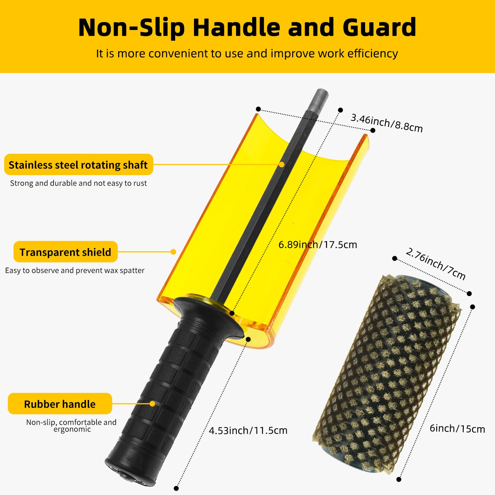 150mm Ski & Snowboard Wax Brush Kit - Nylon, Brass & Horsehair Brushes with Roto Handle for Easy Waxing - Perfect for Ski & Snowboard Maintenance at Home or on the Go