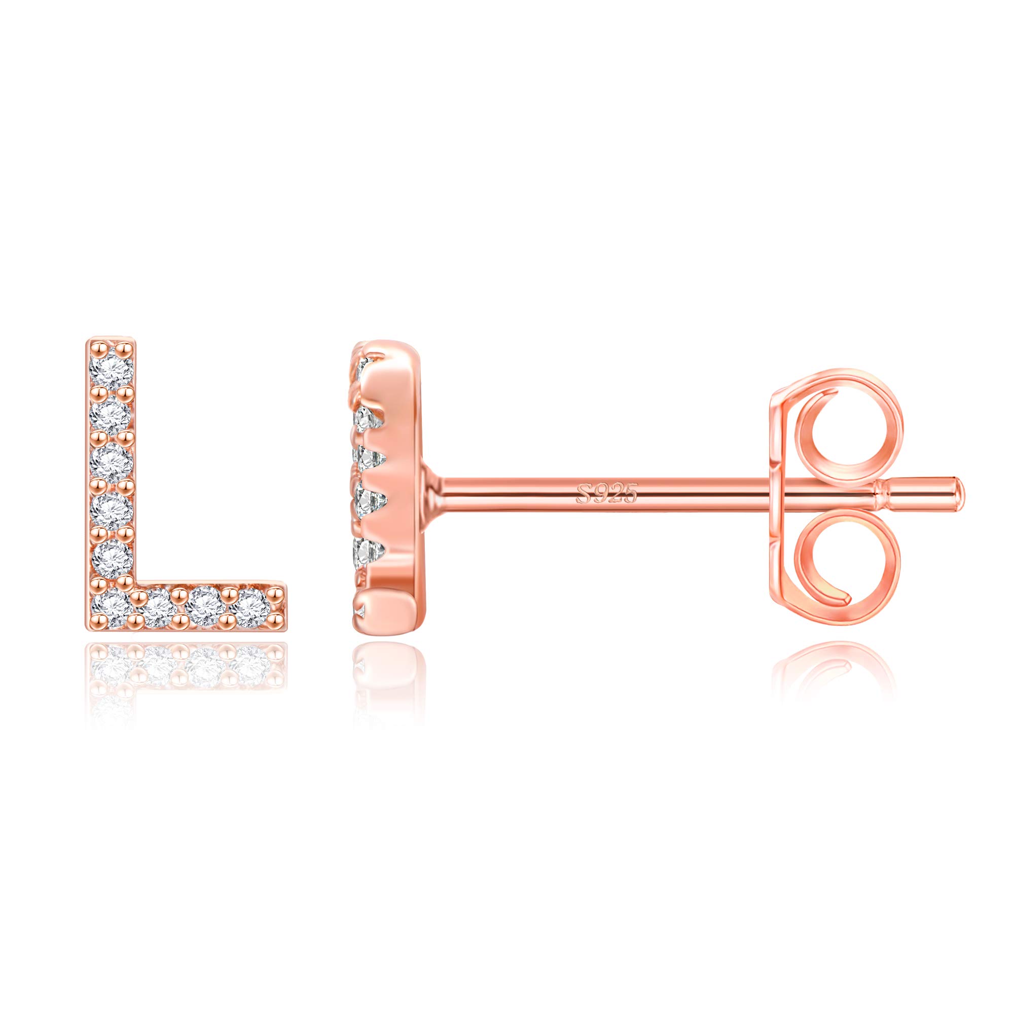 MONOOC Initial Stud Earrings for Women & Girls - S925 Sterling Silver Cubic Zirconia Hypoallergenic Earrings, Personalized Letter Jewelry for Birthdays, Christmas Gifts | Perfect for Everyday Wear, School, Parties & Special Occasions