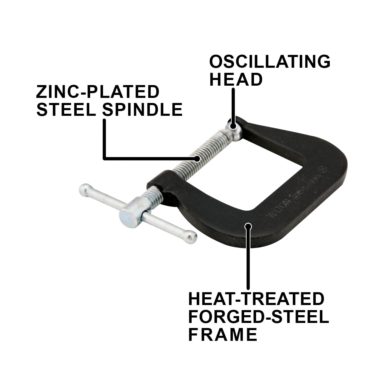 Wilton Super-Junior C-Clamp - 1 Inch Opening Capacity, 1.5 Inch Throat - Heavy Duty Metal Clamp for Woodworking, Metalworking & DIY Projects (Model 51) - Perfect for Securing Materials During Drilling, Sawing & Gluing
