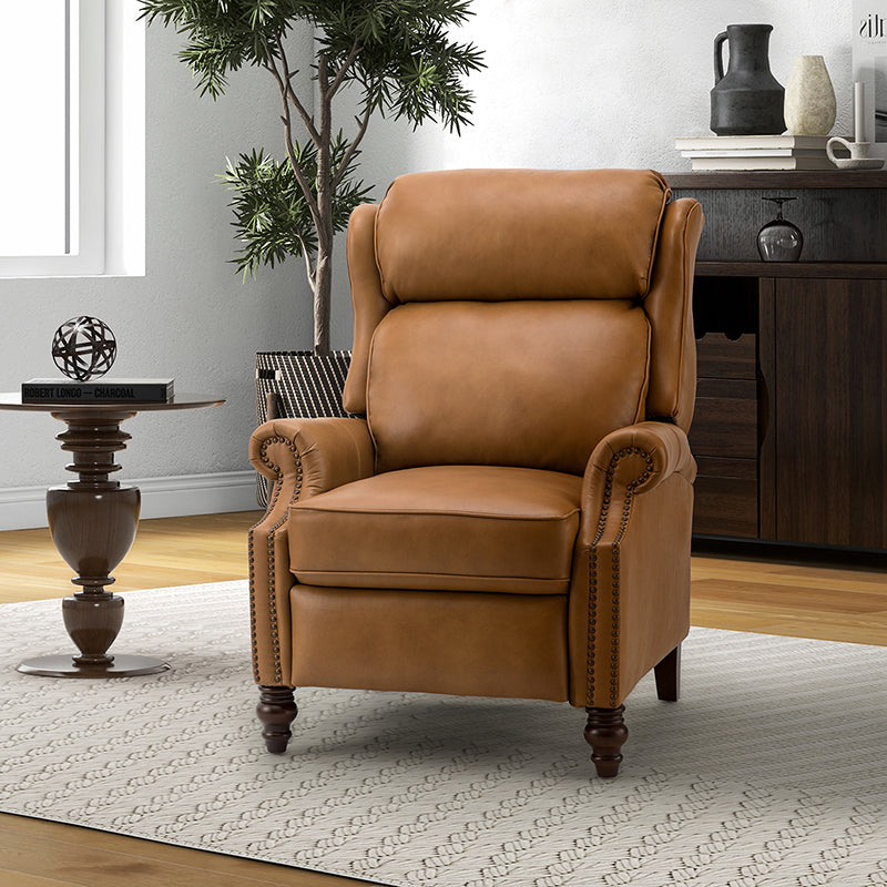 Lucina Genuine Leather Manual Recliner Chair - Handcrafted Premium Leather Living Room Furniture for Relaxation & Comfort - Perfect for Home Theater, Reading Nook, and Office Lounge