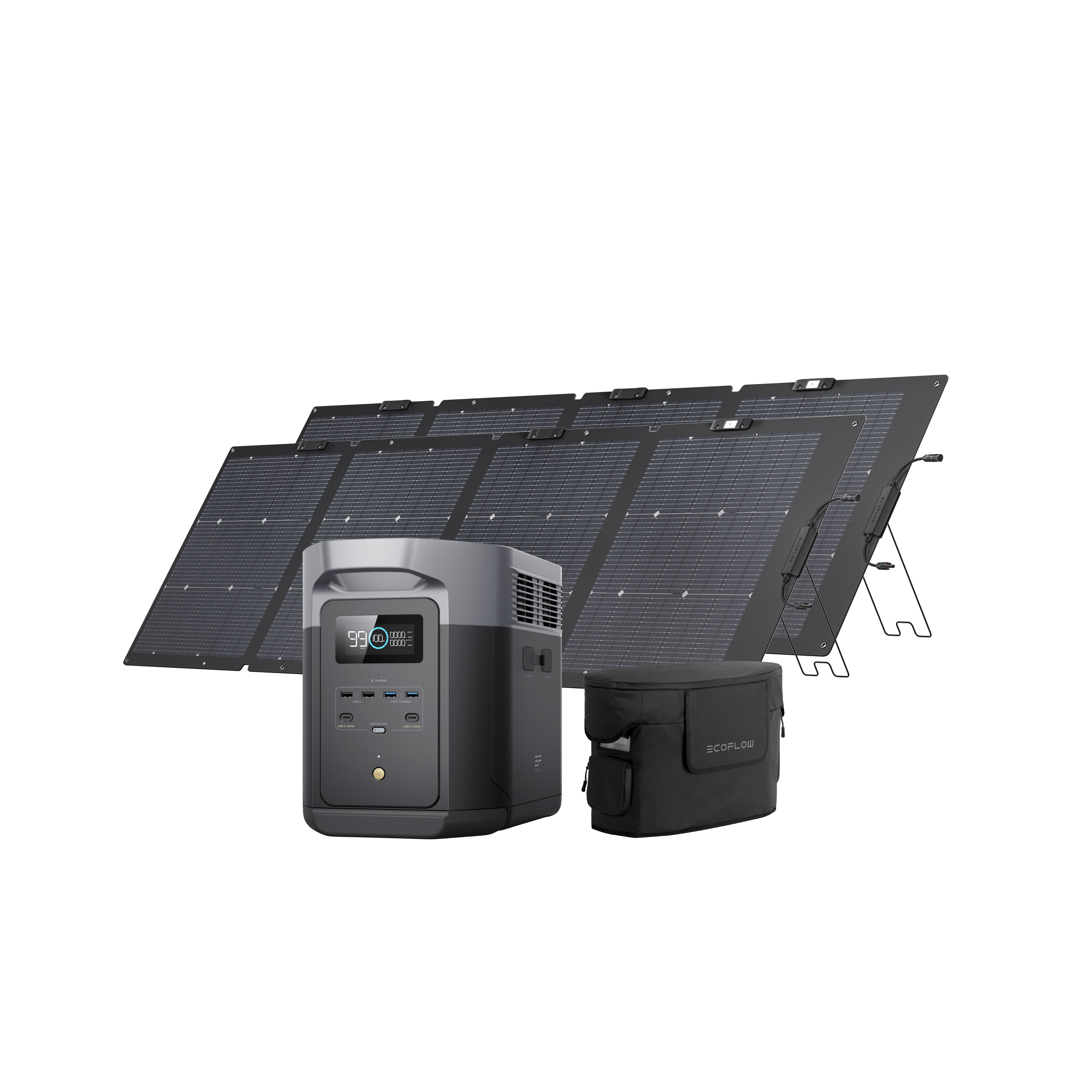 EcoFlow DELTA 2 Max Portable Power Station with 2 x 220W Solar Panels & Carry Bag | Off-Grid Power for Camping, RV, Emergencies & Home Backup