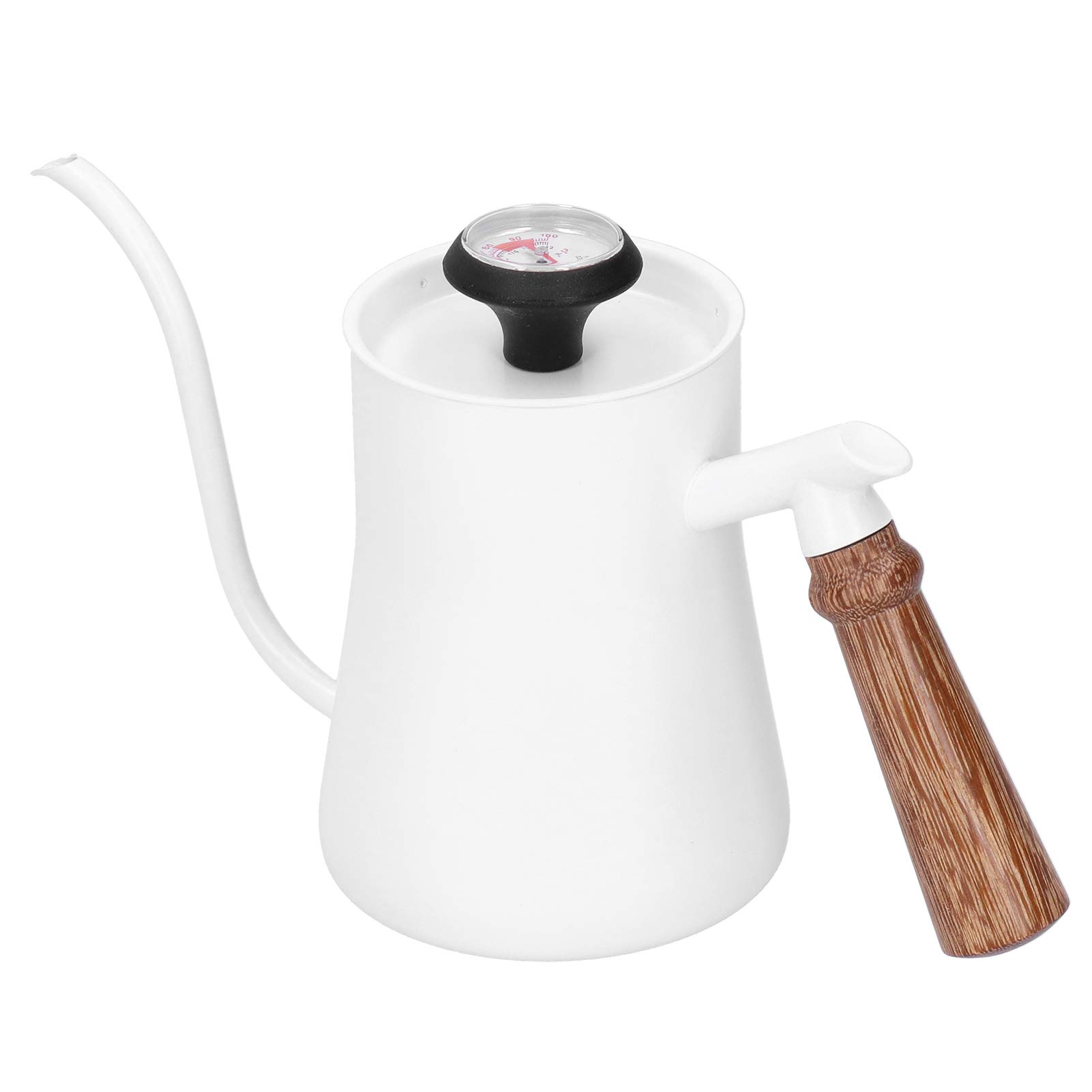 Premium 650ml Gooseneck Coffee Kettle - Anti-Corrosion Stainless Steel Pour Over Coffee Pot with Heat-Resistant Wooden Handle & Precision Spout for Barista, Home Brewing, and Coffee Shops (White) - Perfect for Pour Over, Chemex, and French Press Coffee Making