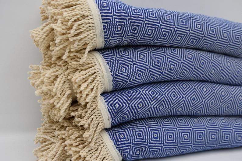 Premium Blue 100% Cotton Round Beach Towel - Ultra Soft & Absorbent, Quick-Dry for Pool, Sand & Sun Protection - Perfect for Beach Vacations, Swimming Pools & Outdoor Adventures