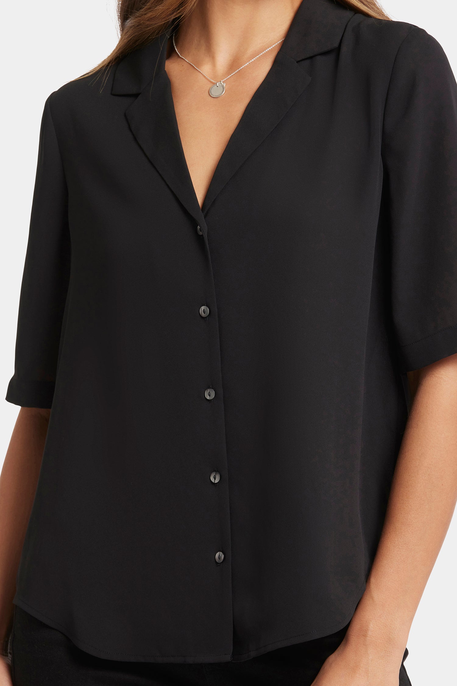 Gabrielle Women's Short Sleeve Blouse - Black Top for Casual Wear, Office & Date Night Outfits